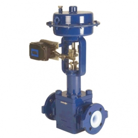 Fluorine-lined single seat control valve